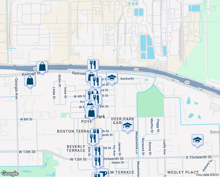 map of restaurants, bars, coffee shops, grocery stores, and more near 203 Ivy Avenue in Deer Park