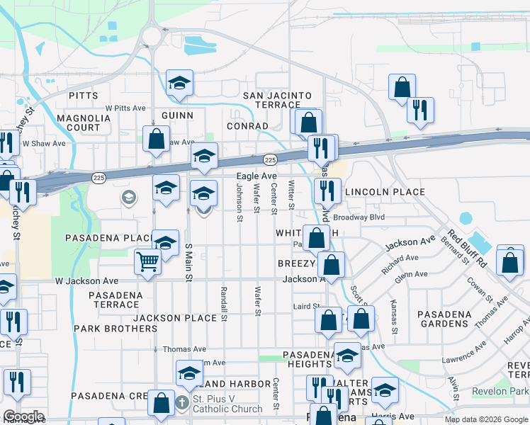 map of restaurants, bars, coffee shops, grocery stores, and more near 706 Broadway Avenue in Pasadena