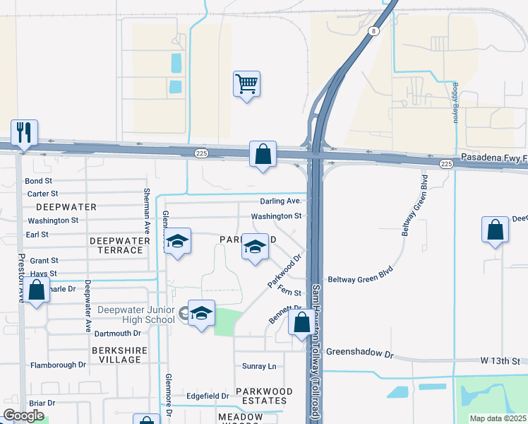 map of restaurants, bars, coffee shops, grocery stores, and more near 3715 Washington Street in Pasadena