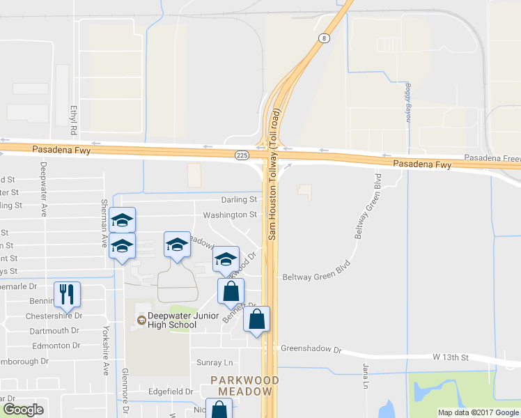 map of restaurants, bars, coffee shops, grocery stores, and more near 3821 Washington Street in Pasadena