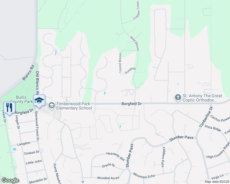 map of restaurants, bars, coffee shops, grocery stores, and more near 318 Hyacinth Lane in San Antonio