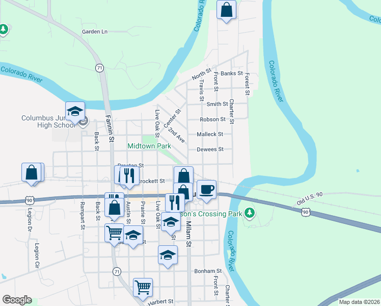map of restaurants, bars, coffee shops, grocery stores, and more near 412 Preston Street in Columbus