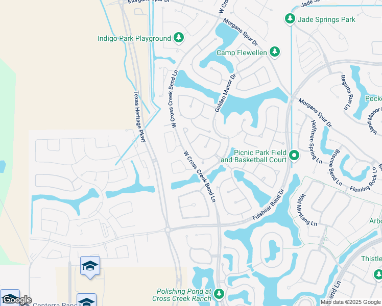 map of restaurants, bars, coffee shops, grocery stores, and more near 5611 Alexan Crest Drive in Fulshear