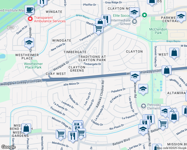 map of restaurants, bars, coffee shops, grocery stores, and more near 4011 Lone Dove Court in Houston