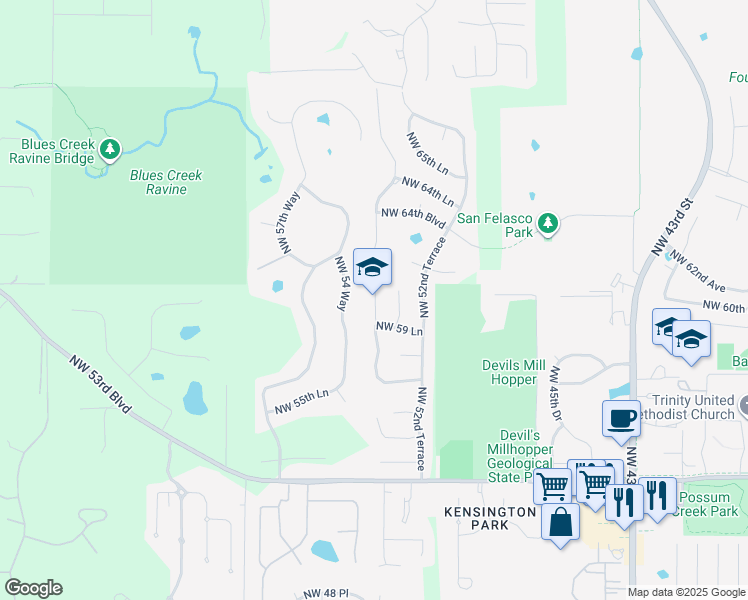 map of restaurants, bars, coffee shops, grocery stores, and more near in Gainesville