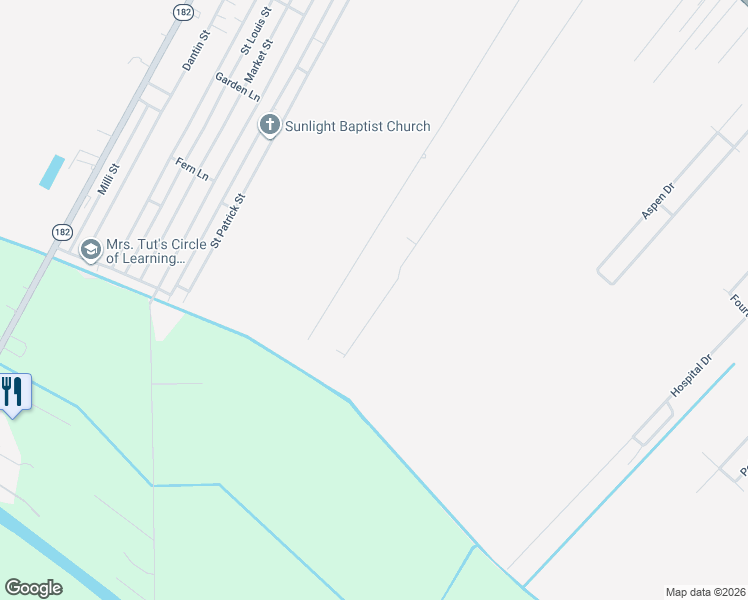 map of restaurants, bars, coffee shops, grocery stores, and more near 574 Danos Street in Raceland