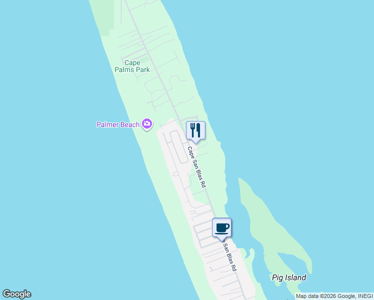 map of restaurants, bars, coffee shops, grocery stores, and more near 228 Seagrass Circle in Port Saint Joe