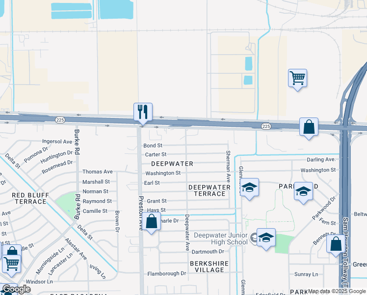 map of restaurants, bars, coffee shops, grocery stores, and more near 3124 Bond St in Pasadena