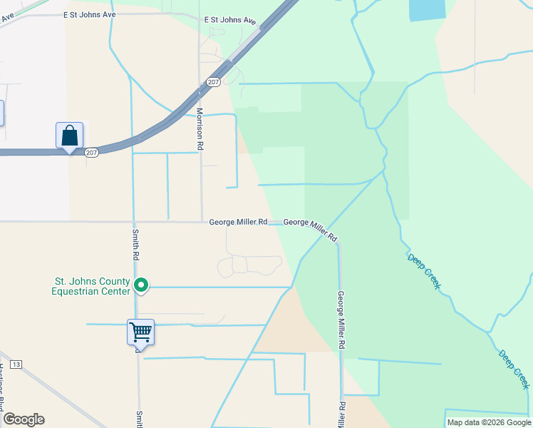 map of restaurants, bars, coffee shops, grocery stores, and more near 725 George Miller Road in Hastings