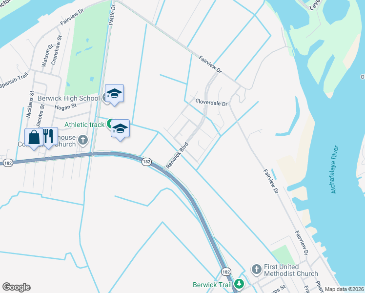 map of restaurants, bars, coffee shops, grocery stores, and more near 558 Renwick Blvd in Berwick