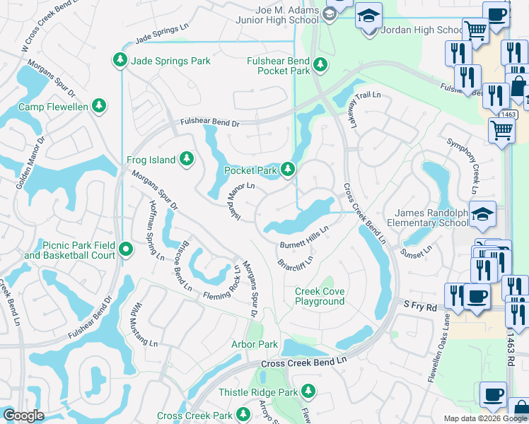 map of restaurants, bars, coffee shops, grocery stores, and more near 27930 Hunt Trace Lane in Fulshear