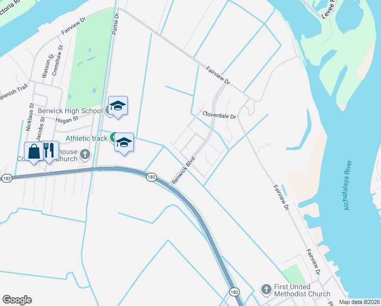 map of restaurants, bars, coffee shops, grocery stores, and more near 514-558 Renwick Boulevard in Berwick