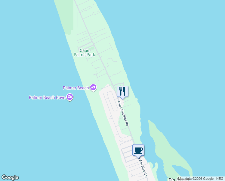 map of restaurants, bars, coffee shops, grocery stores, and more near 108 Seagrass Circle in Port St. Joe