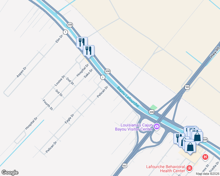 map of restaurants, bars, coffee shops, grocery stores, and more near in Raceland