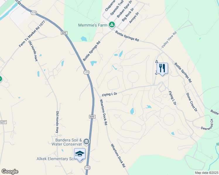 map of restaurants, bars, coffee shops, grocery stores, and more near 139 Glenvalley Circle in Bandera