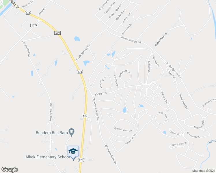 map of restaurants, bars, coffee shops, grocery stores, and more near 171 Glenvalley Circle in Bandera