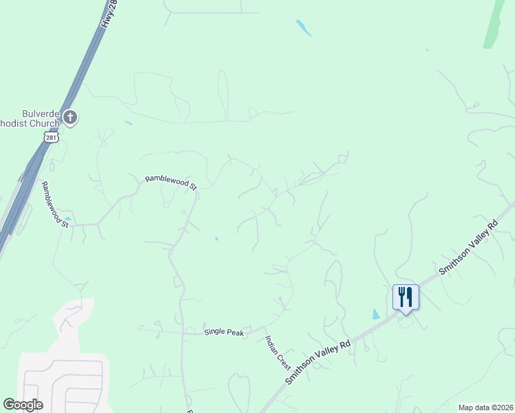 map of restaurants, bars, coffee shops, grocery stores, and more near 3138 Hidden Haven in San Antonio