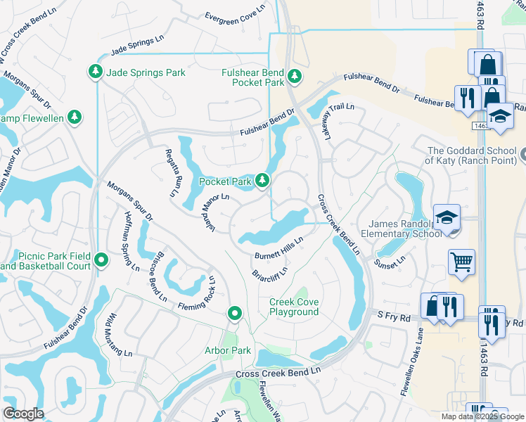 map of restaurants, bars, coffee shops, grocery stores, and more near 27911 Hunt Trace Lane in Fulshear