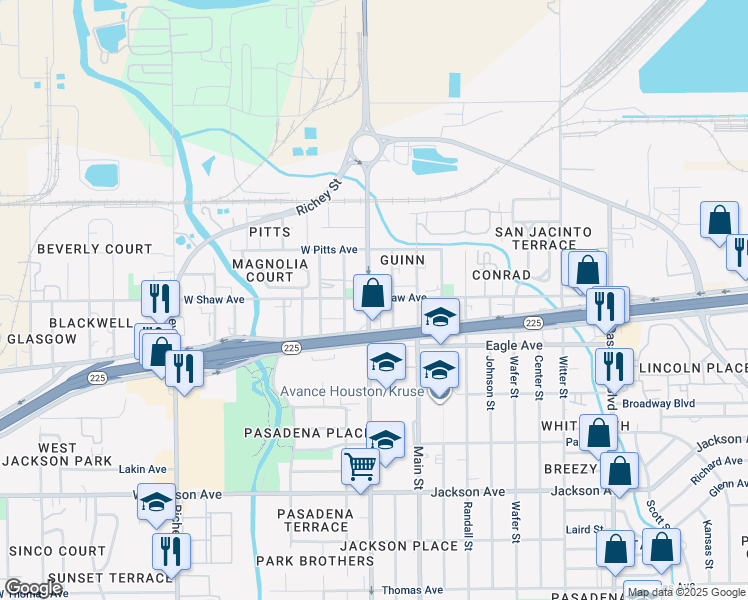 map of restaurants, bars, coffee shops, grocery stores, and more near 51 Shaver Street in Pasadena