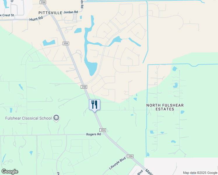 map of restaurants, bars, coffee shops, grocery stores, and more near 31426 Golden Cliffs Lane in Fulshear
