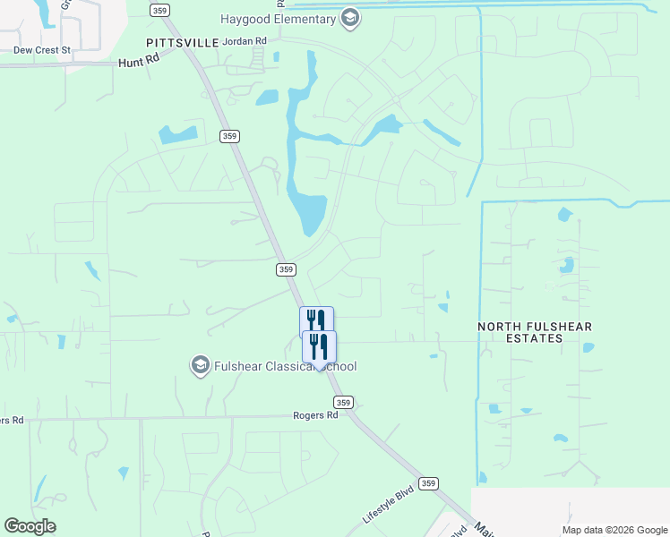 map of restaurants, bars, coffee shops, grocery stores, and more near 31518 Vineyard Creek Drive in Fulshear