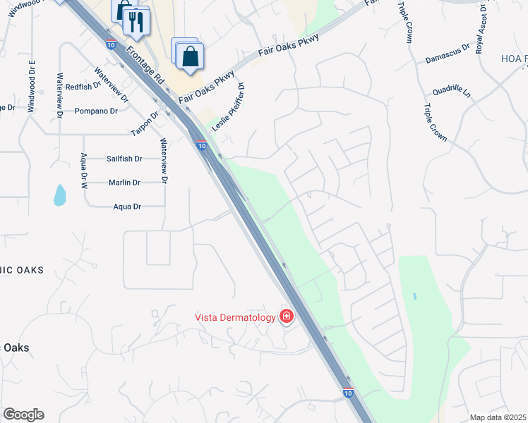 map of restaurants, bars, coffee shops, grocery stores, and more near 999999 Interstate 10 Frontage Road in Boerne