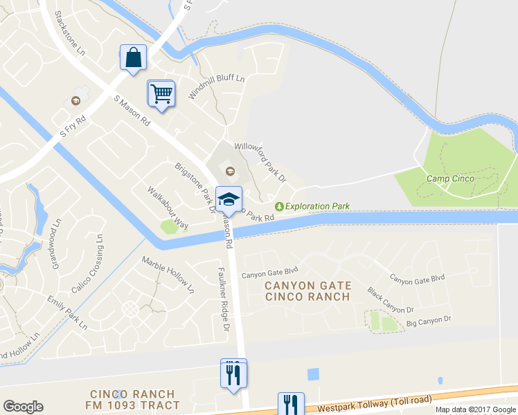 map of restaurants, bars, coffee shops, grocery stores, and more near 21319 Wild Jasmine Lane in Katy