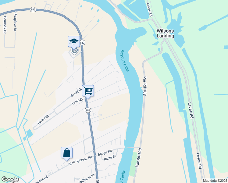 map of restaurants, bars, coffee shops, grocery stores, and more near 100-144 Riverview Drive in Patterson