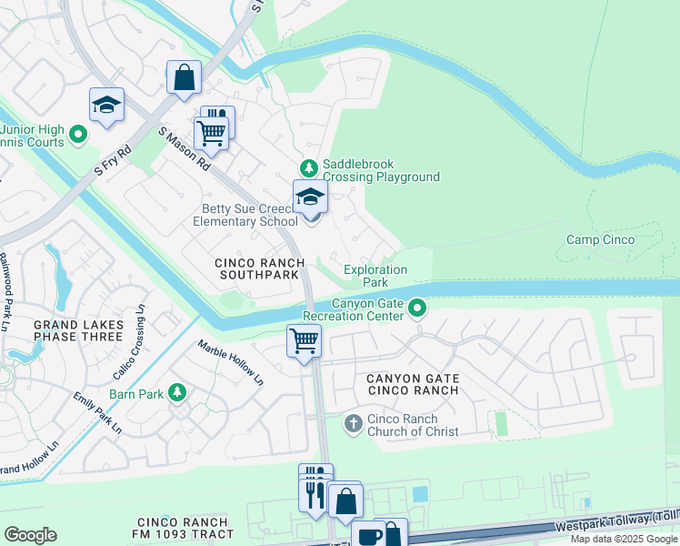 map of restaurants, bars, coffee shops, grocery stores, and more near 21319 Wild Jasmine Lane in Katy