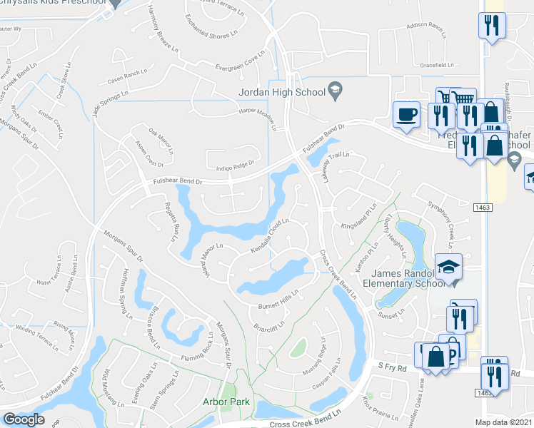 map of restaurants, bars, coffee shops, grocery stores, and more near in Fulshear