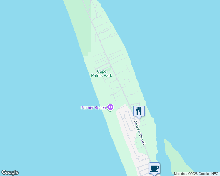 map of restaurants, bars, coffee shops, grocery stores, and more near 117 Cabana Lane in Port Saint Joe
