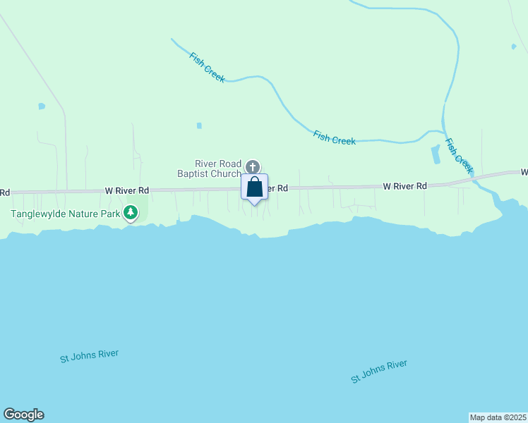 map of restaurants, bars, coffee shops, grocery stores, and more near 355 West River Road in Palatka