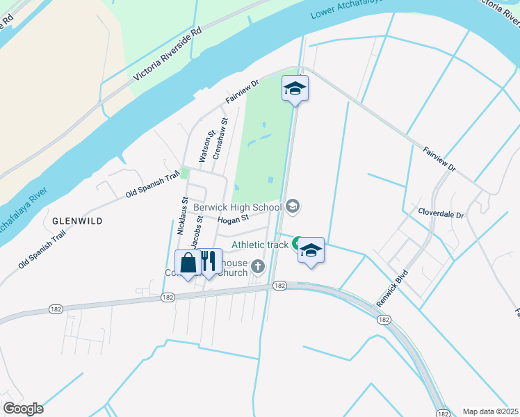 map of restaurants, bars, coffee shops, grocery stores, and more near 200-298 Hogan Street in Berwick