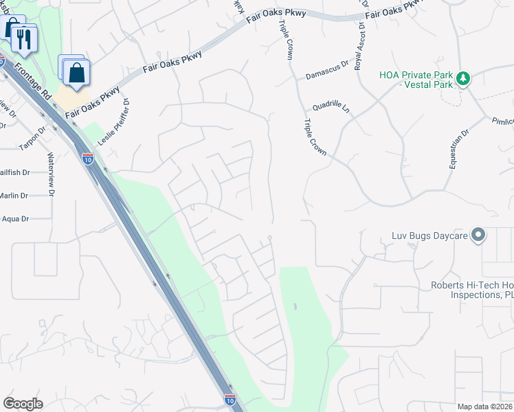 map of restaurants, bars, coffee shops, grocery stores, and more near 8320 Monument Oak in Fair Oaks Ranch