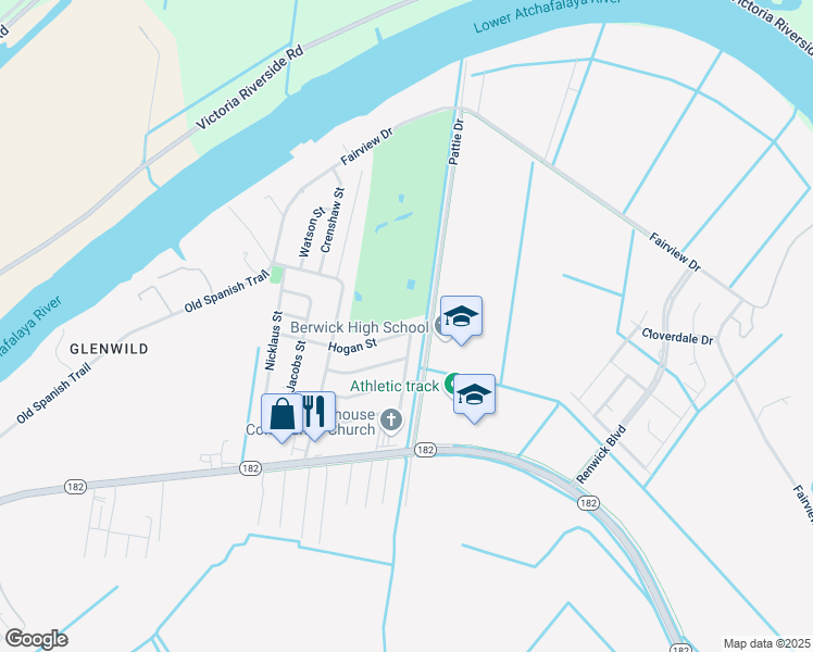 map of restaurants, bars, coffee shops, grocery stores, and more near 200 Hogan Street in Berwick