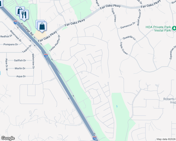map of restaurants, bars, coffee shops, grocery stores, and more near 28002 Vine Cliff in Boerne