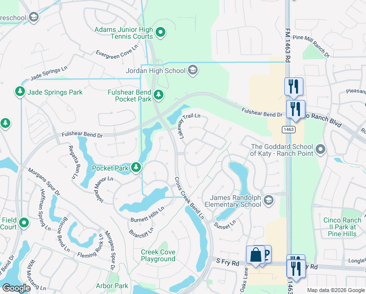 map of restaurants, bars, coffee shops, grocery stores, and more near 27702 Springbrook Ct in Fulshear