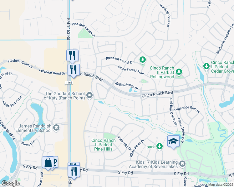 map of restaurants, bars, coffee shops, grocery stores, and more near 5103 Cypress View Cove in Katy