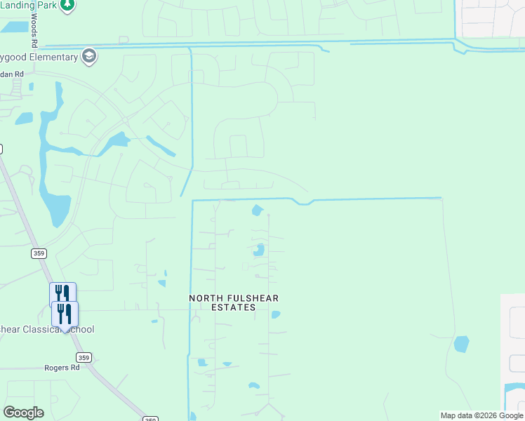 map of restaurants, bars, coffee shops, grocery stores, and more near 6011 Sprigg Street in Fulshear
