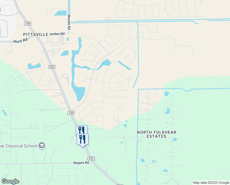 map of restaurants, bars, coffee shops, grocery stores, and more near 31230 Hastings Creek Lane in Fulshear