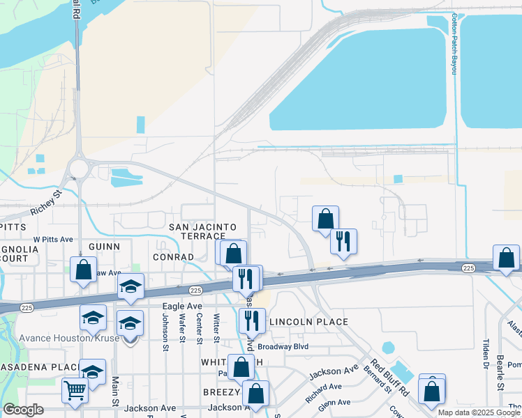 map of restaurants, bars, coffee shops, grocery stores, and more near in Pasadena