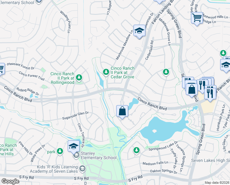 map of restaurants, bars, coffee shops, grocery stores, and more near 27814 Stonehurst Lane in Katy