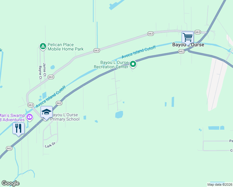 map of restaurants, bars, coffee shops, grocery stores, and more near 101 Millet Court in Morgan City
