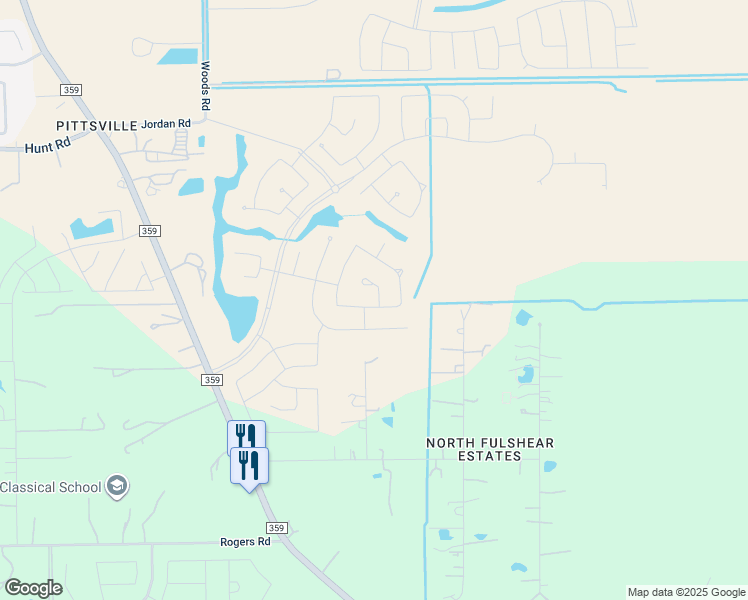 map of restaurants, bars, coffee shops, grocery stores, and more near 31230 Hastings Creek Lane in Fulshear