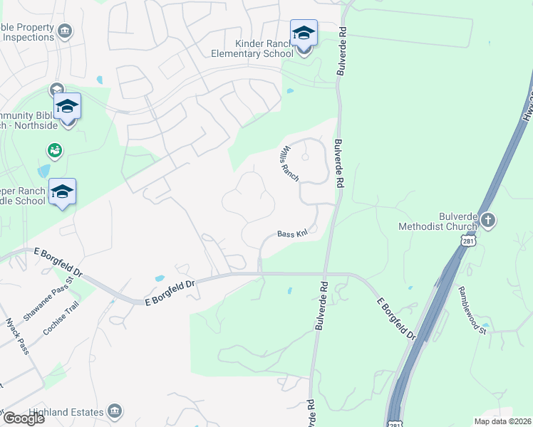 map of restaurants, bars, coffee shops, grocery stores, and more near 1863 Worsham Pass in San Antonio