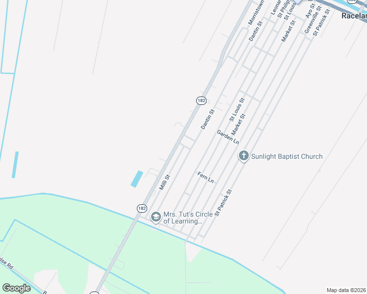 map of restaurants, bars, coffee shops, grocery stores, and more near 101 Milli Street in Raceland