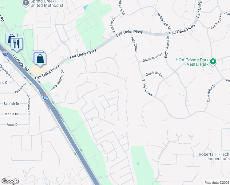 map of restaurants, bars, coffee shops, grocery stores, and more near 8627 Carmel Rose in Boerne