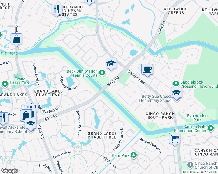map of restaurants, bars, coffee shops, grocery stores, and more near 20930 Auburn Trace Court in Katy