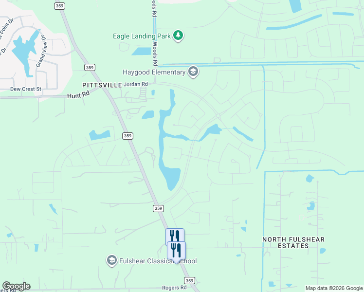 map of restaurants, bars, coffee shops, grocery stores, and more near 4803 Garden Crest Lane in Fulshear