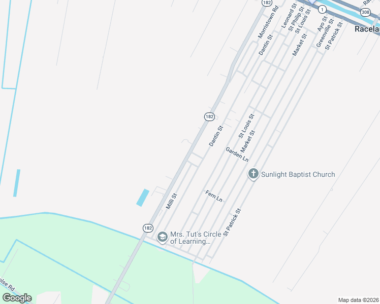 map of restaurants, bars, coffee shops, grocery stores, and more near 2256 Louisiana 182 in Raceland